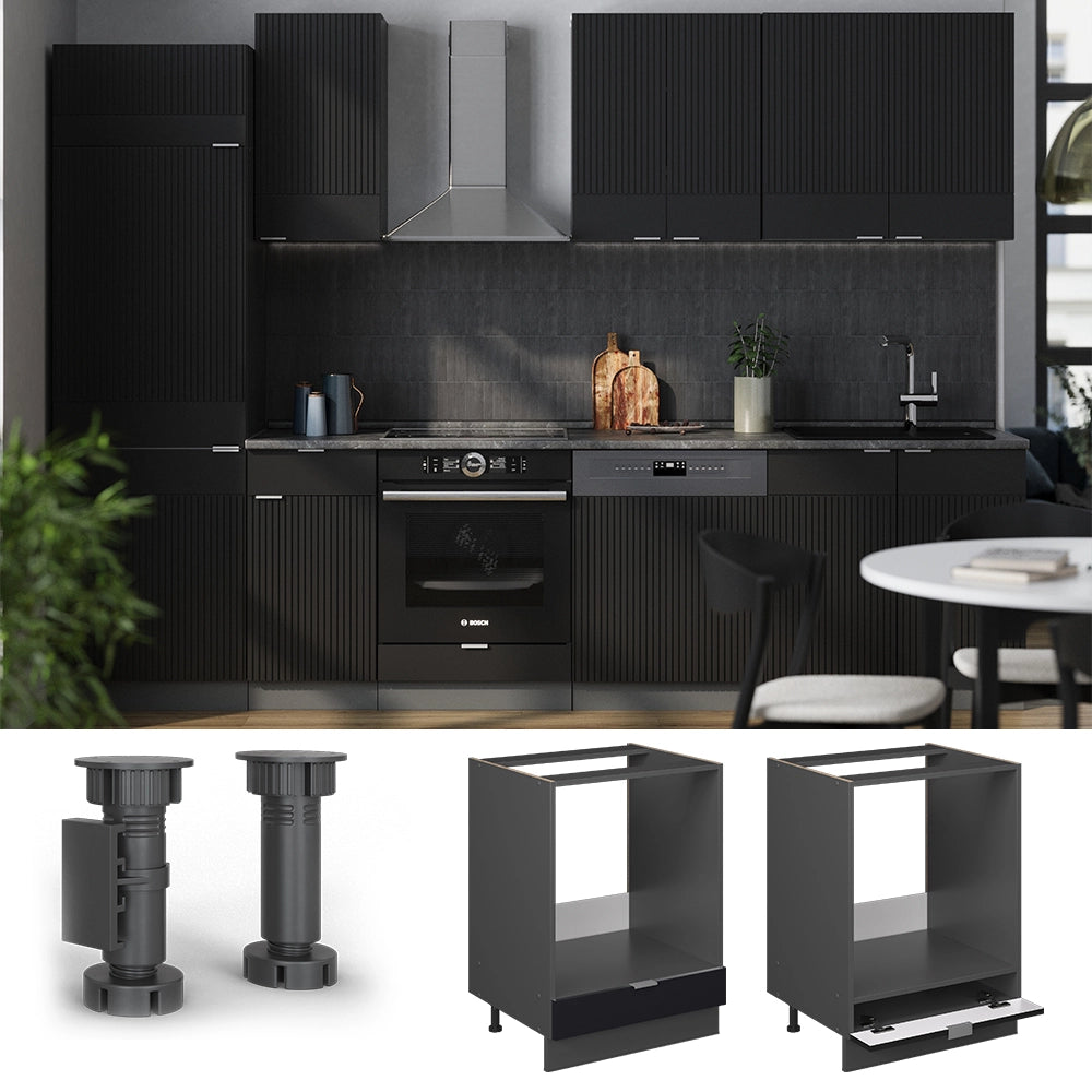 Vicco Mobile per forno da incasso Nero a righe 60 cm senza piano di lavoro