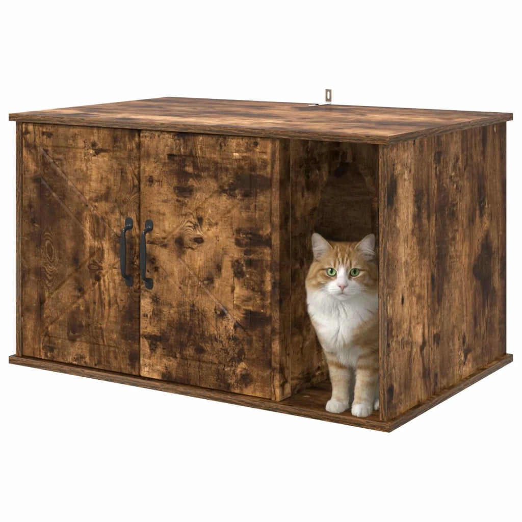 Casa per Gatti Rovere fumé 85 x 55 x 50 cm Legno multistrato