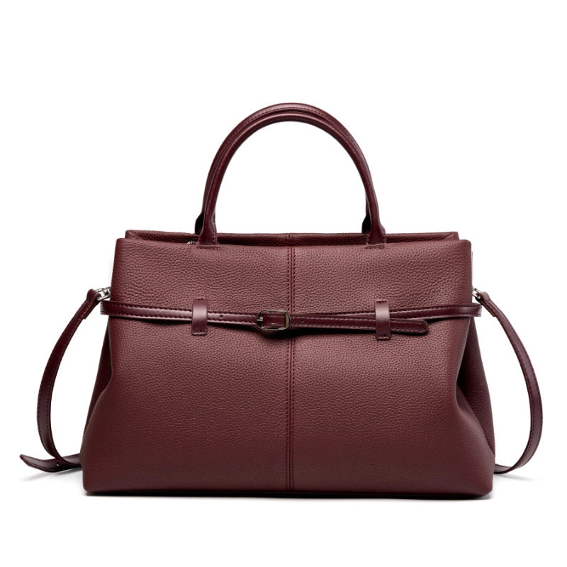 Borsa a mano grande da donna in vera pelle, colore rosso.