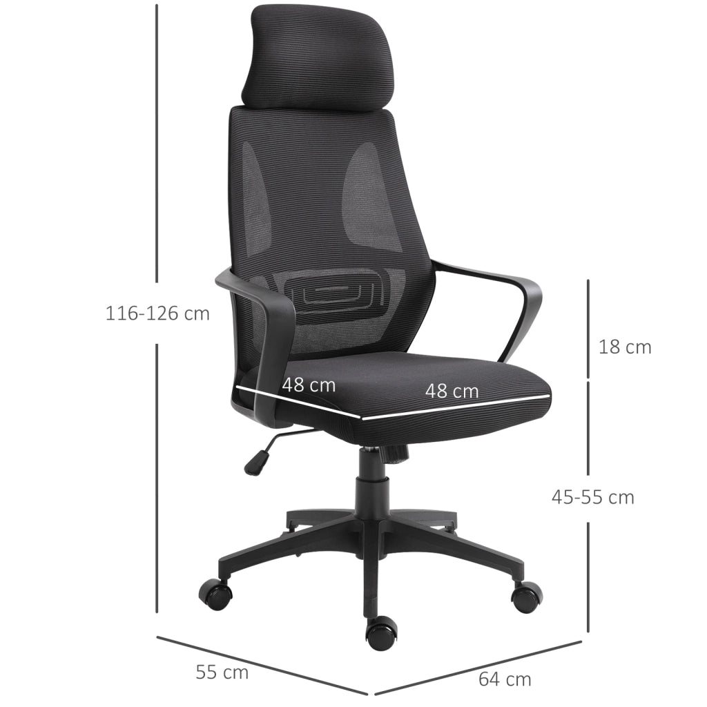 Sedia da Ufficio Reclinabile ¨C Xylo ¨C Nero Poliestere Poggiatesta Supporto Lombare 64x55x116-126 cm
