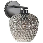Lampada da terra Grigio e nero con base in ferro e paralume fumé in vetro Punto luce singolo Accessori per la casa Illuminazione