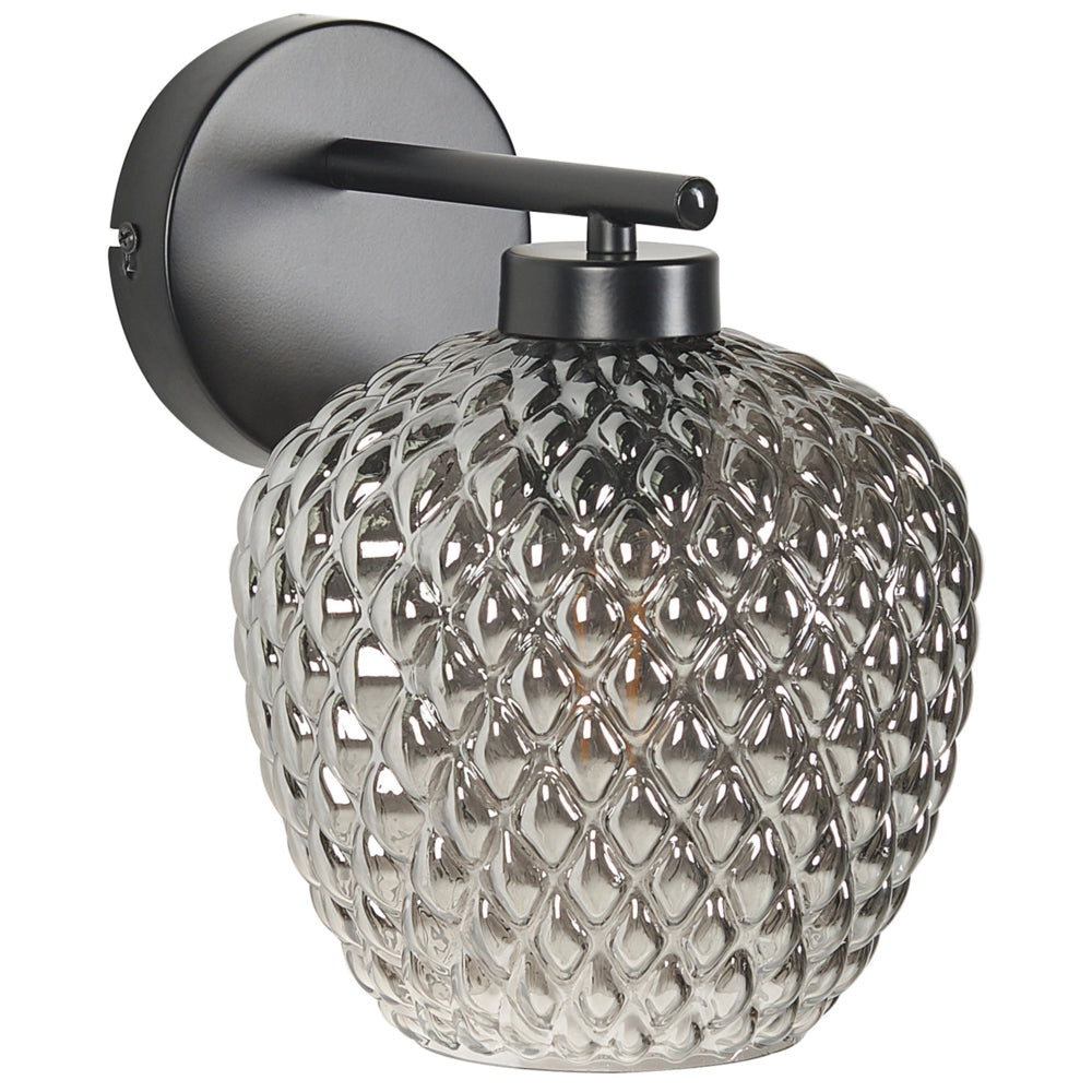 Lampada da terra Grigio e nero con base in ferro e paralume fumé in vetro Punto luce singolo Accessori per la casa Illuminazione