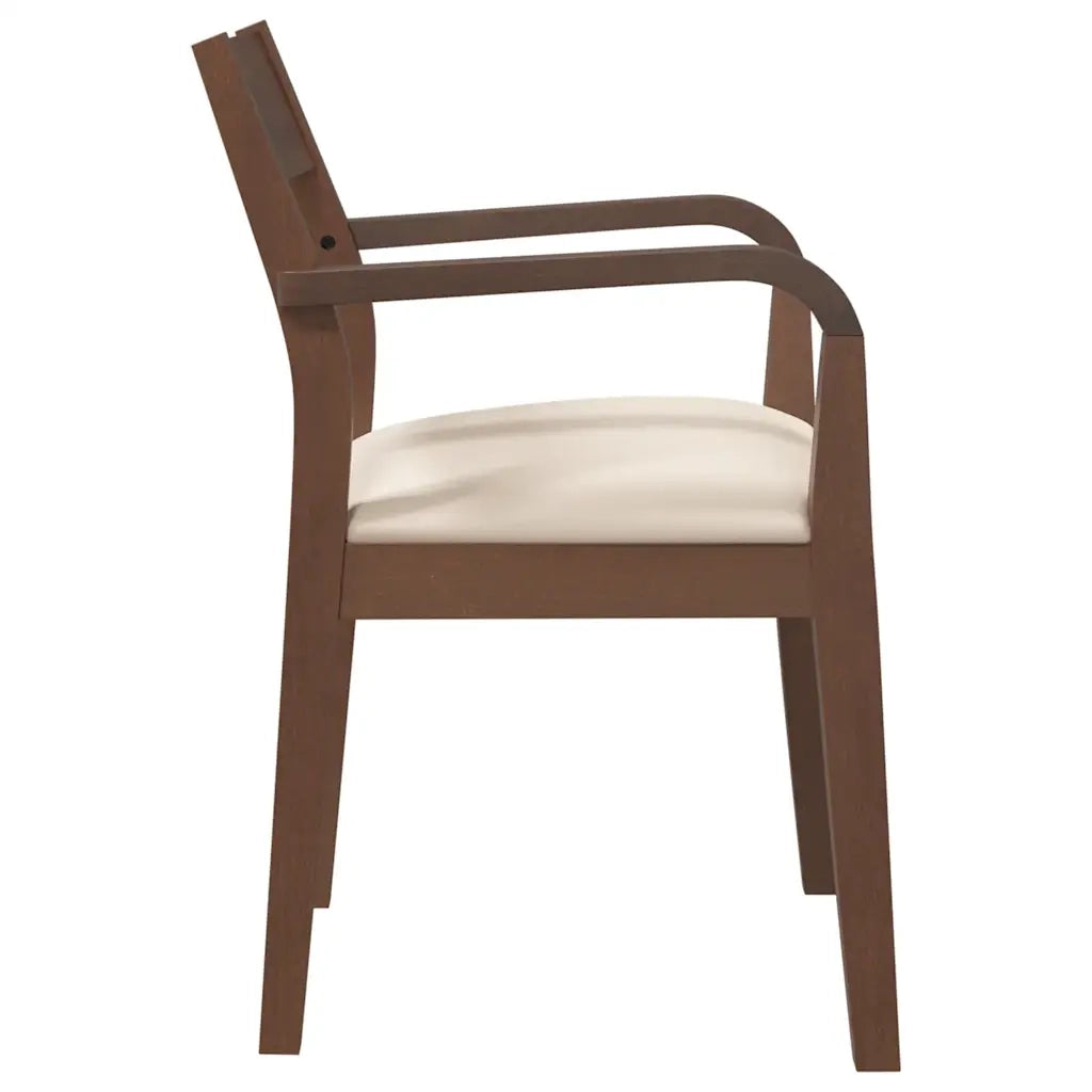 Sedie da Pranzo con Cuscini 2pz Marrone Legno Massello di Hevea