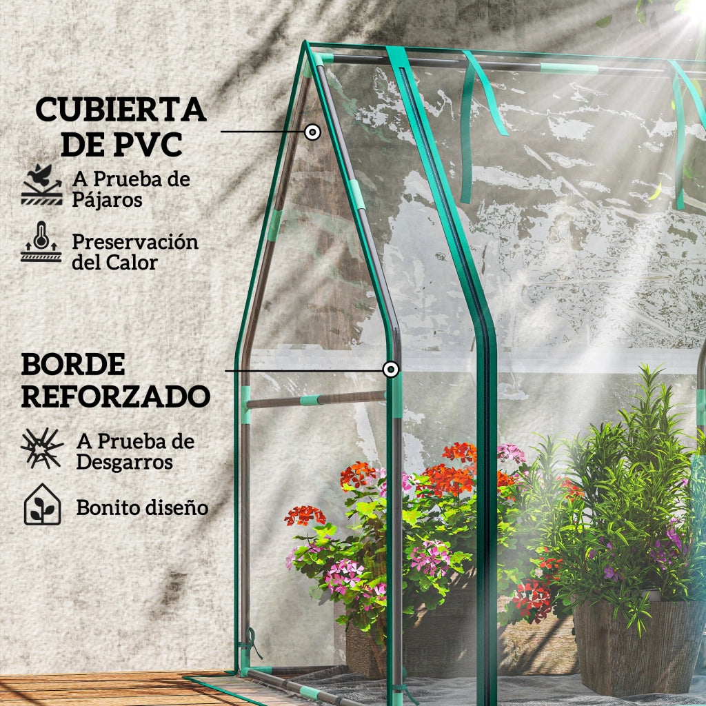 Serra da Giardino con Porta e Base Impermeabile ¨C Xylo ¨C Telaio Acciaio 90x90x105 cm Trasparente