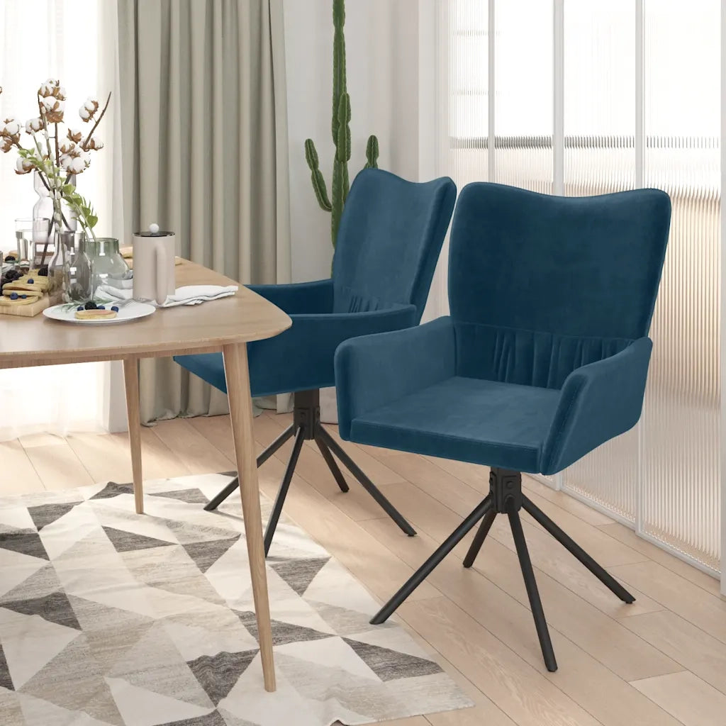 Sedie da Pranzo Girevoli 2 pz Blu in Velluto per interno cod mxl 29624