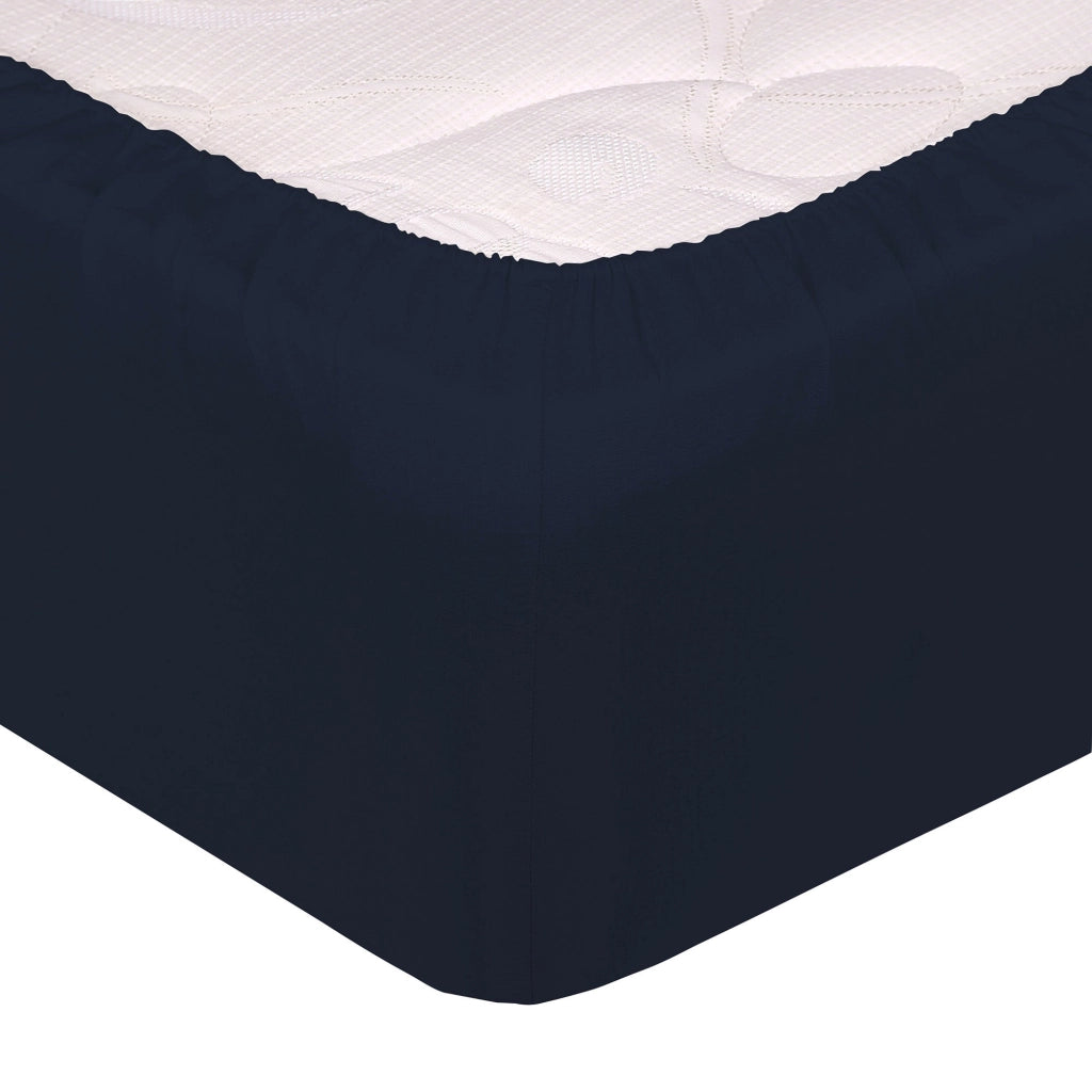 Lenzuolo Sotto Matrimoniale Maxi con Angoli ed Elastico Tinta Unita Blu Scuro