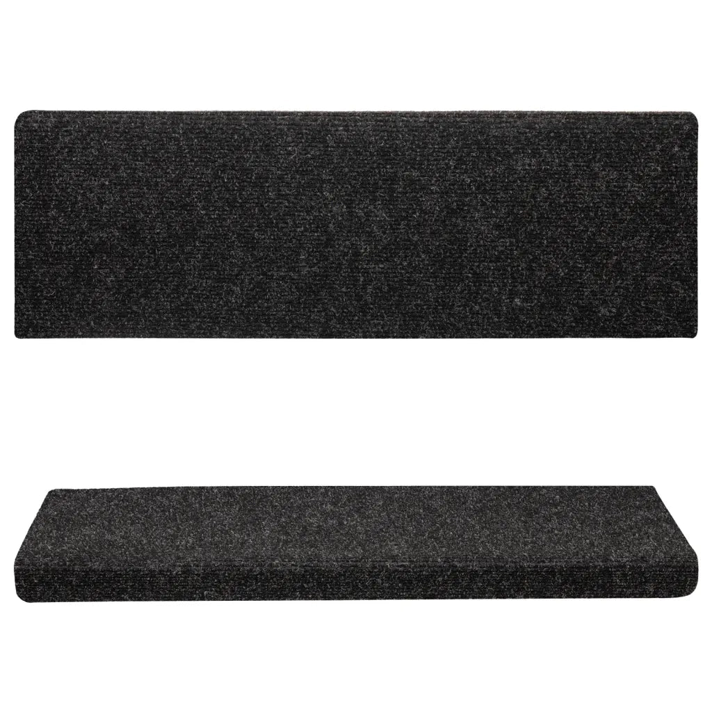 Tappetini per scale autoadesivi 15 pz 65x21x4 cm neri bordo rettangolare 134563