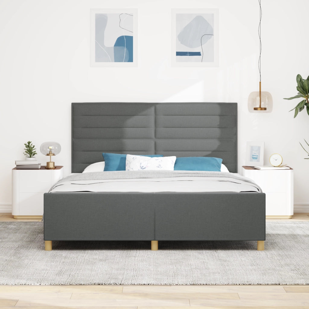 Letto Grigio Scuro 180x200 cm Tessuto