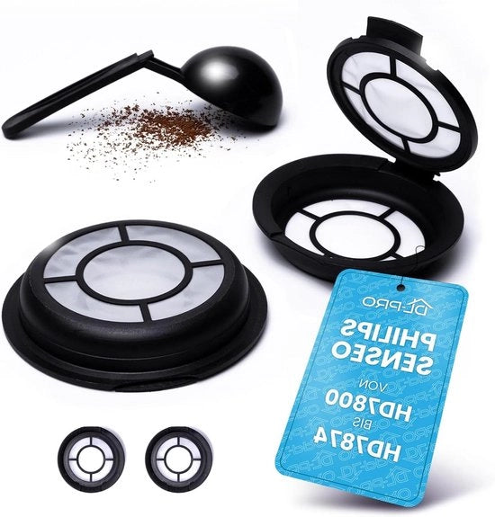 Capsule ricaricabile per filtro permanente - Compatibile con Senseo (HD7800 a HD7874) - Set di 2 con cucchiaio per polvere di caffè