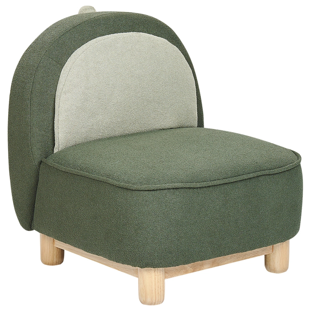 Sedia per animali tessuto in poliestere verde scuro Sedile senza braccioli per cameretta per bambini Design moderno Dinosauro