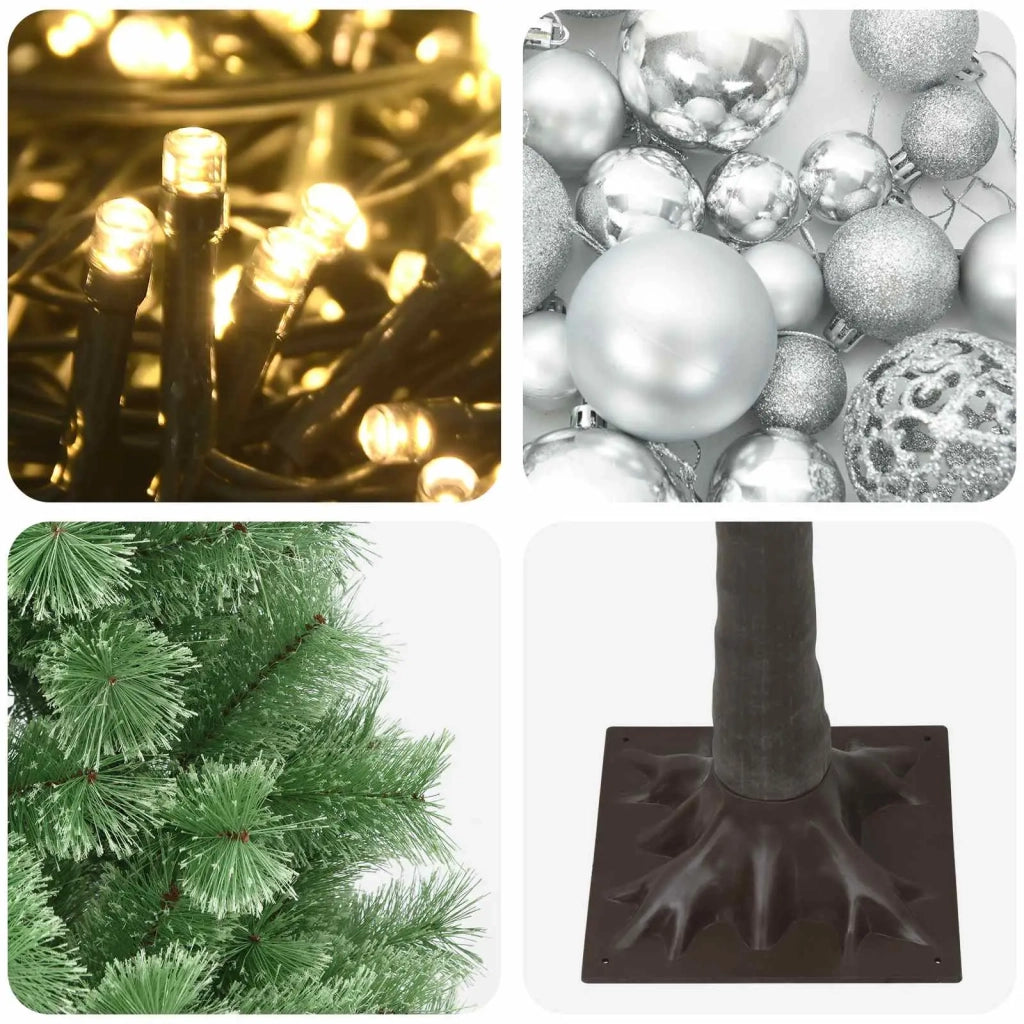 Albero di Natale artificiale con rami snodati e palline 180 cm 3467033
