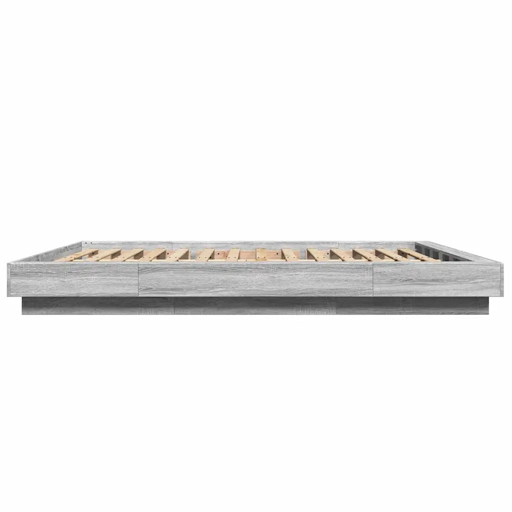 Giroletto Luci LED Grigio Sonoma 160x200 cm Legno Multistrato