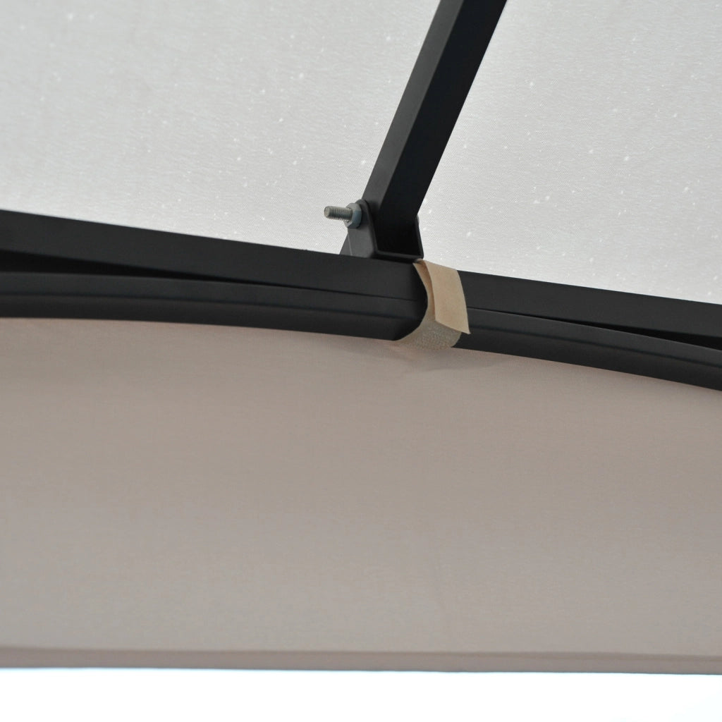 Gazebo da giardino 295x295x275 cm con doppio tetto, zanzariere laterali con zip e struttura in metallo beige