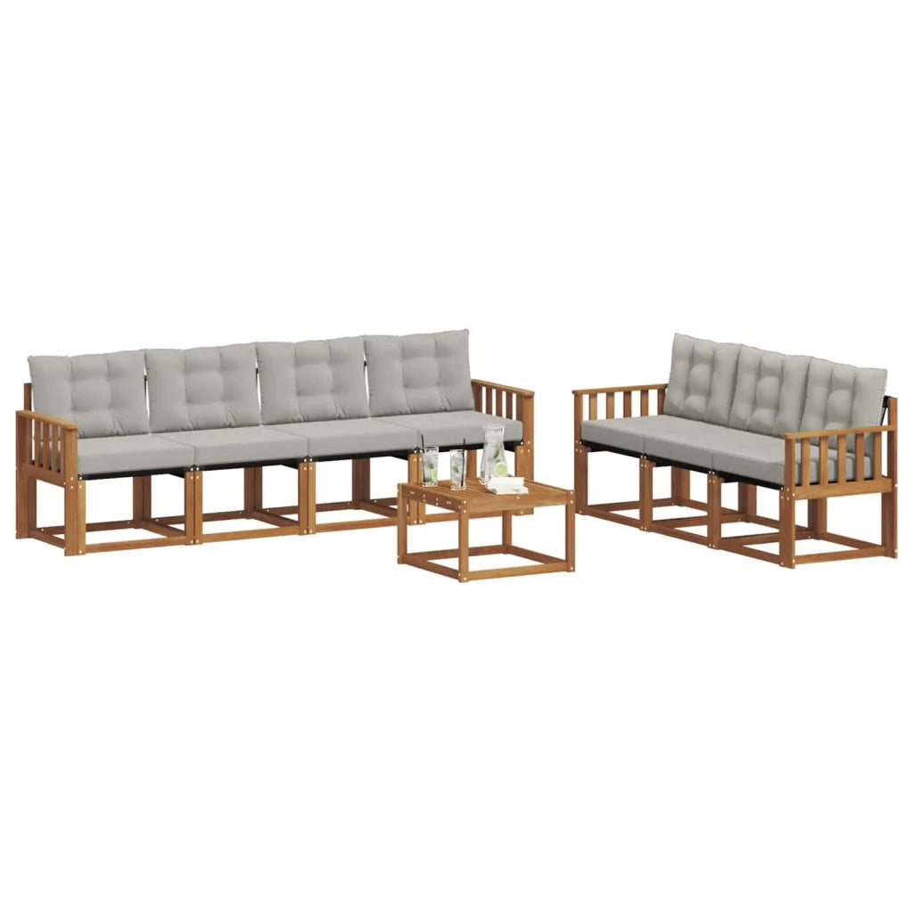Set di divani da esterno 8 pcs Grigio Naturale e Chiaro 3368470