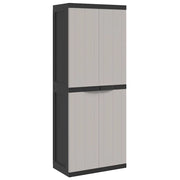 Armadietto da esterno compatto e chiudibile a chiave per attrezzi da giardino 65 x 37 x 165 cm in PP grigio 02_0047411