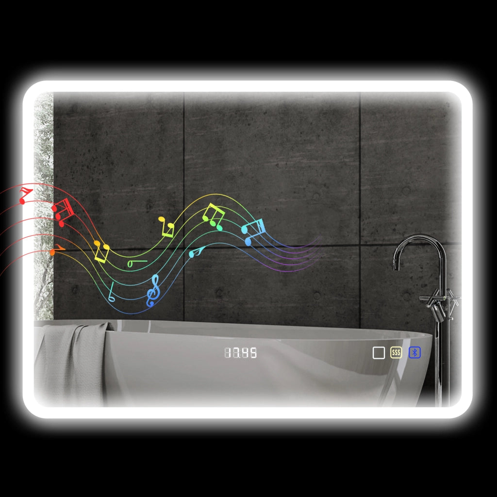 Specchio da Bagno con LED Bluetooth ¨C zephmum ¨C 80x60 cm Antivaho 3 Colori IP44