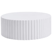 Tavolino Accent, effetto bianco in fibra di vetro e MgO piano rotondo da 117 cm resistente ai raggi UV alla ruggine all'acqua e al vento