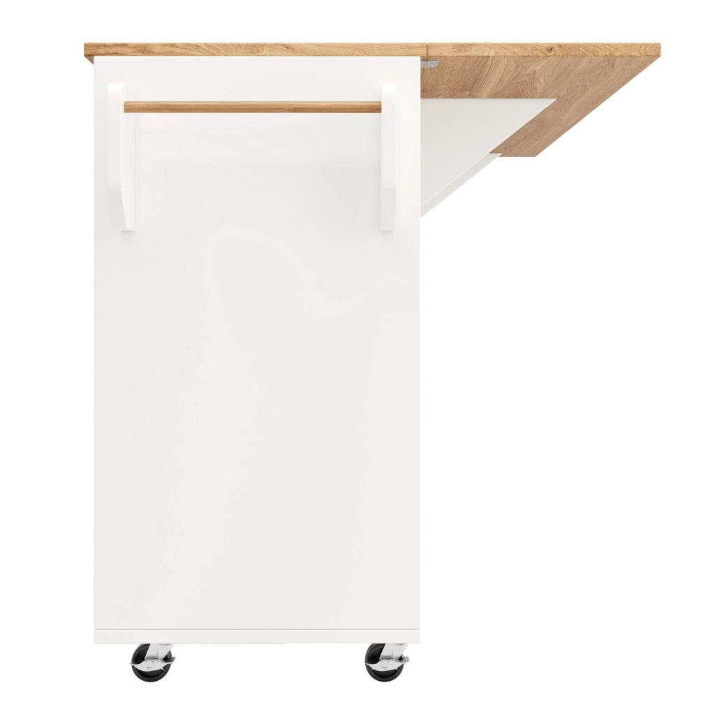 Carrello da cucina 120x43.2x92 cm pieghevole con ruote bloccabili in MDF bianco