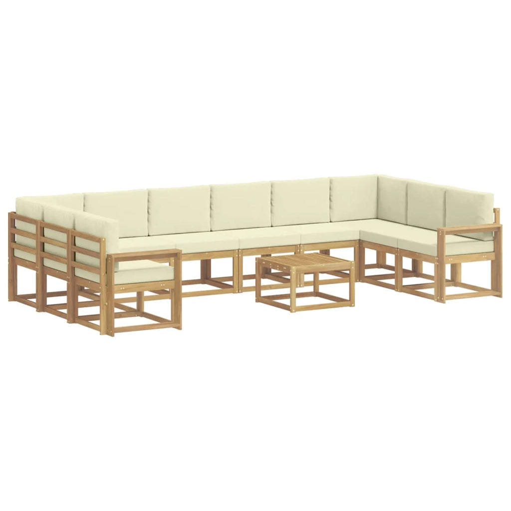 Set di divani da esterno con cuscino 11 pcs Bianco e Crema