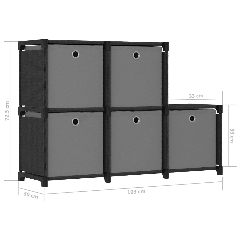 Mobile con 5 Scatole a Cubo Nero 103x30x72,5 cm in Tessuto CFW4899349