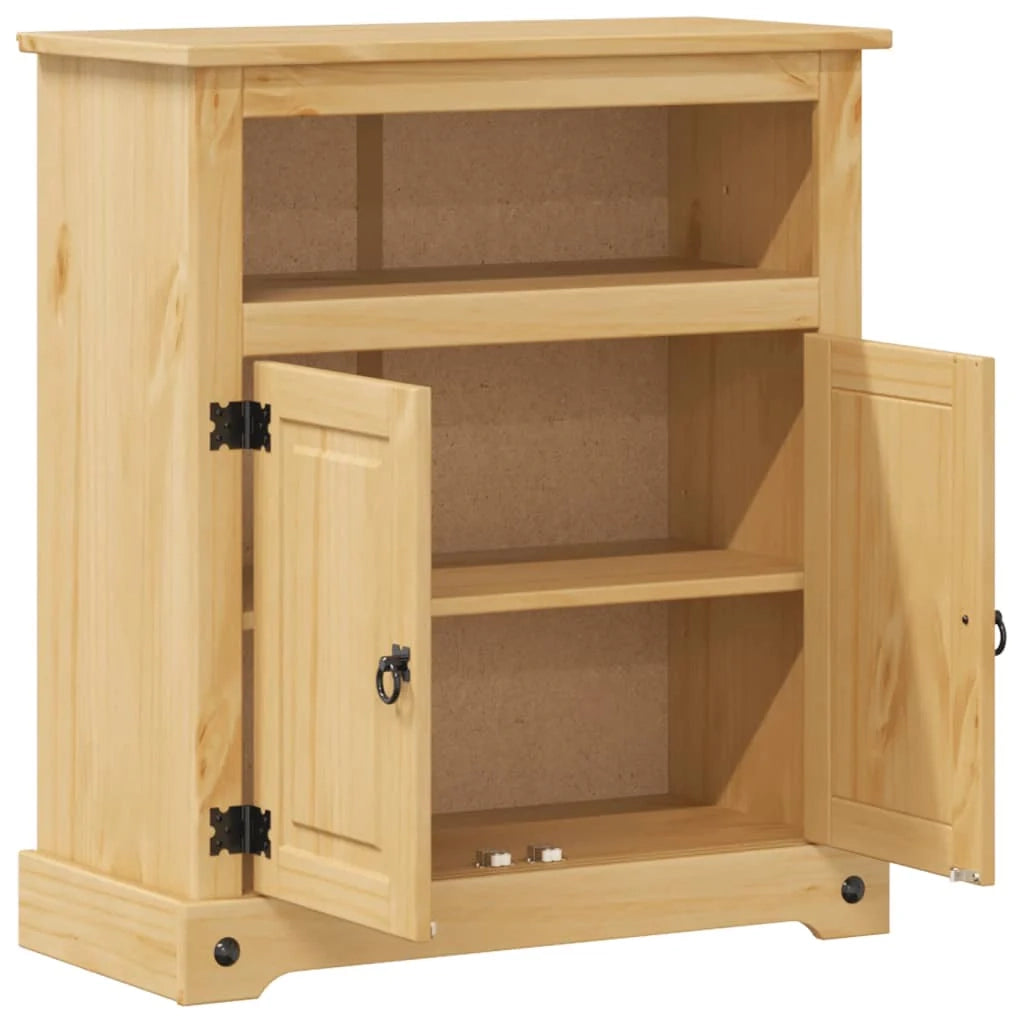 Mobiletto da bagno Corona 70 x 33 x 80 cm ampio spazio di archiviazione stile rustico legno di pino massello finitura miele 02_0057605
