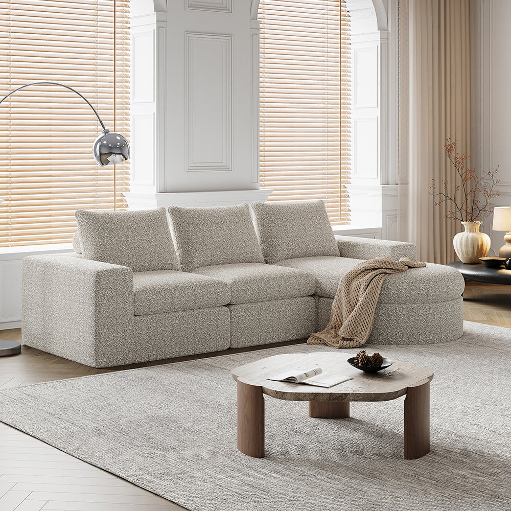 Divano chenille - Xylo - modulabile componibile senza struttura forma L