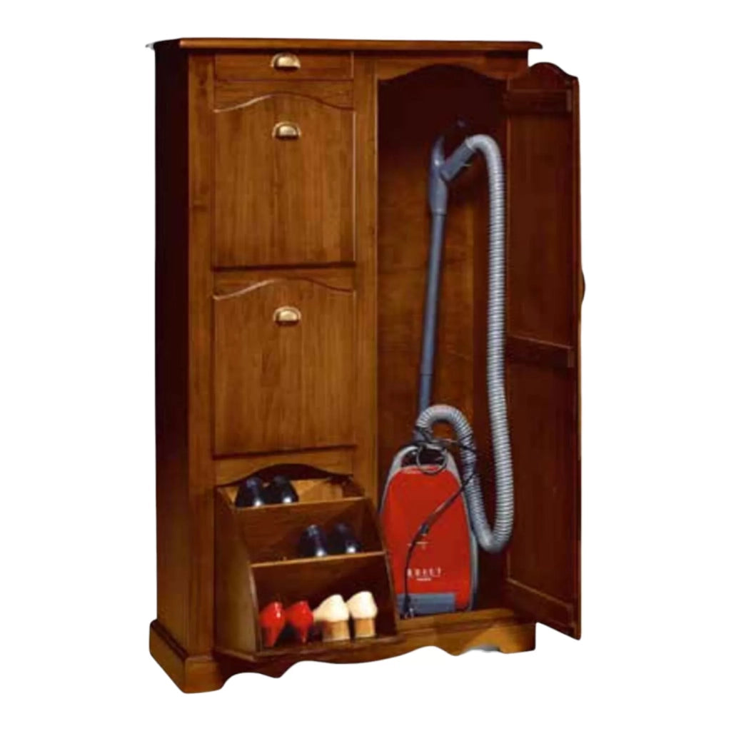 Scarpiera con vano multiuso in legno tinta noce arte povera l.94 p.43 h.155 - Mobili 2G