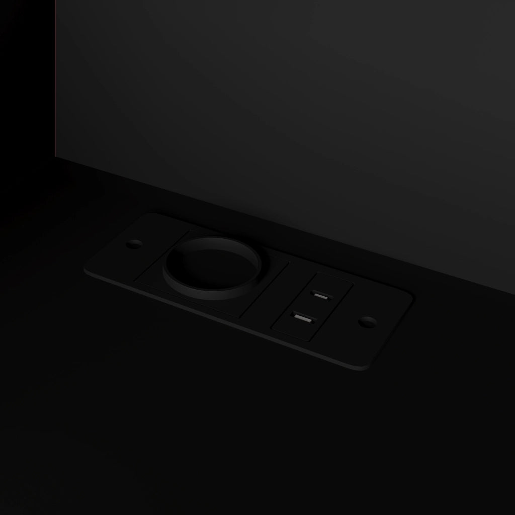 Letto a soppalco 90 × 200 cm con scrivania armadio aperto LED USB in MDF e compensato nero e rosso