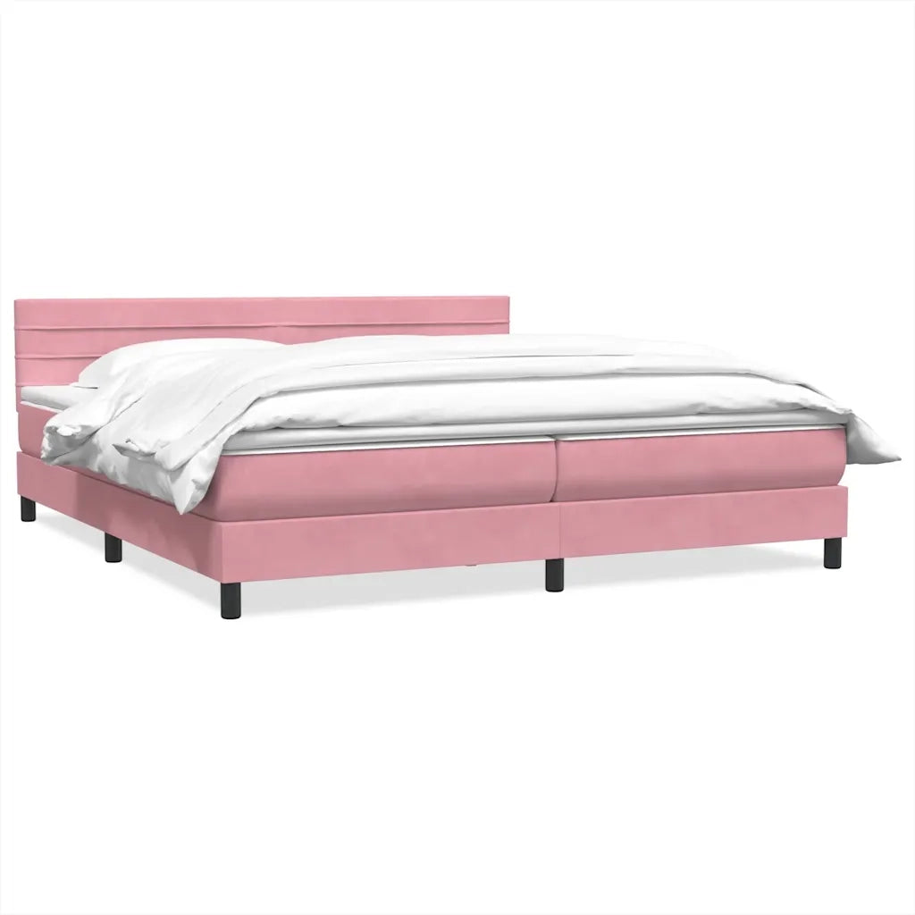 Giroletto a Molle con Materasso Rosa 180x210 cm in Velluto 3316322