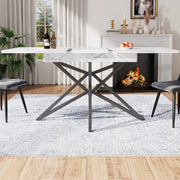 Tavolo da pranzo allungabile 120/160 x 80 x 76 cm con piano effetto marmo e gambe in metallo