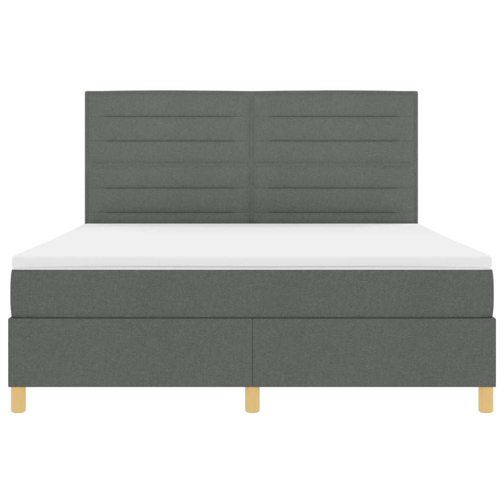 Letto Box Spring con Materasso Grigio Scuro Super King in Tessuto