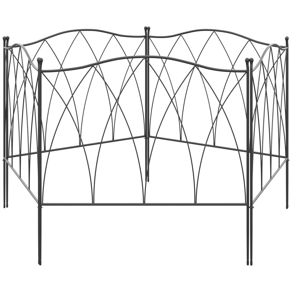 Recinzione decorativa per giardino ¨C zephmum ¨C 5 pezzi, metallo, nero, 305x62 cm