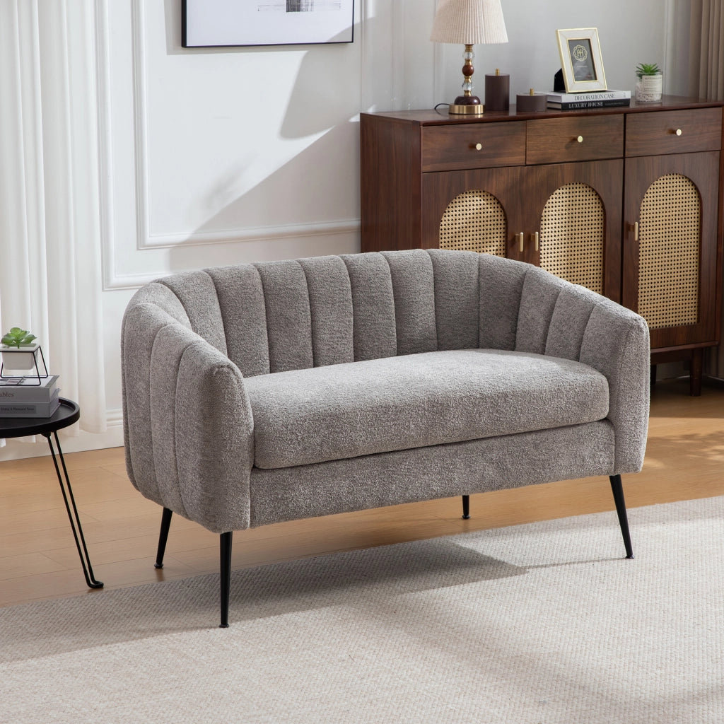 Divano 2 Posti Chaise Longue in Velluto con Gambe in Metallo ¨C Xylo ¨C Grigio