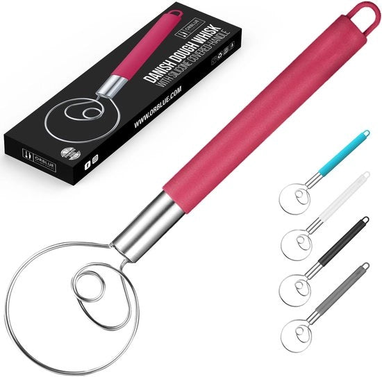 Deense deeggarde con manico in silicone, garde in acciaio inossidabile, rosso