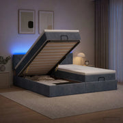 Letto Ottomano con Materasso e LED Grigio Scuro 200 x 200 cm 3457357