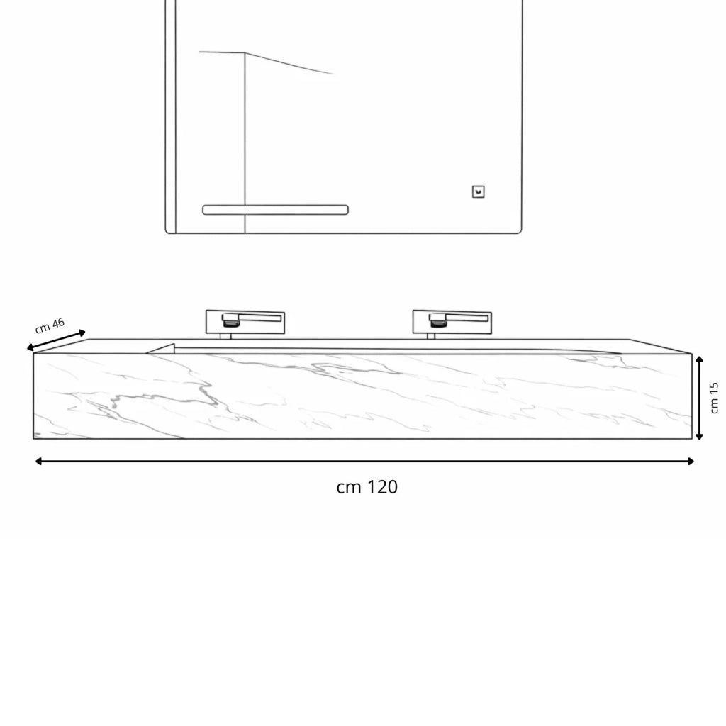 Lavabo consolle sospeso modello freya in artificial stone nero e bianco venato *** finitura- nero, confezione 1