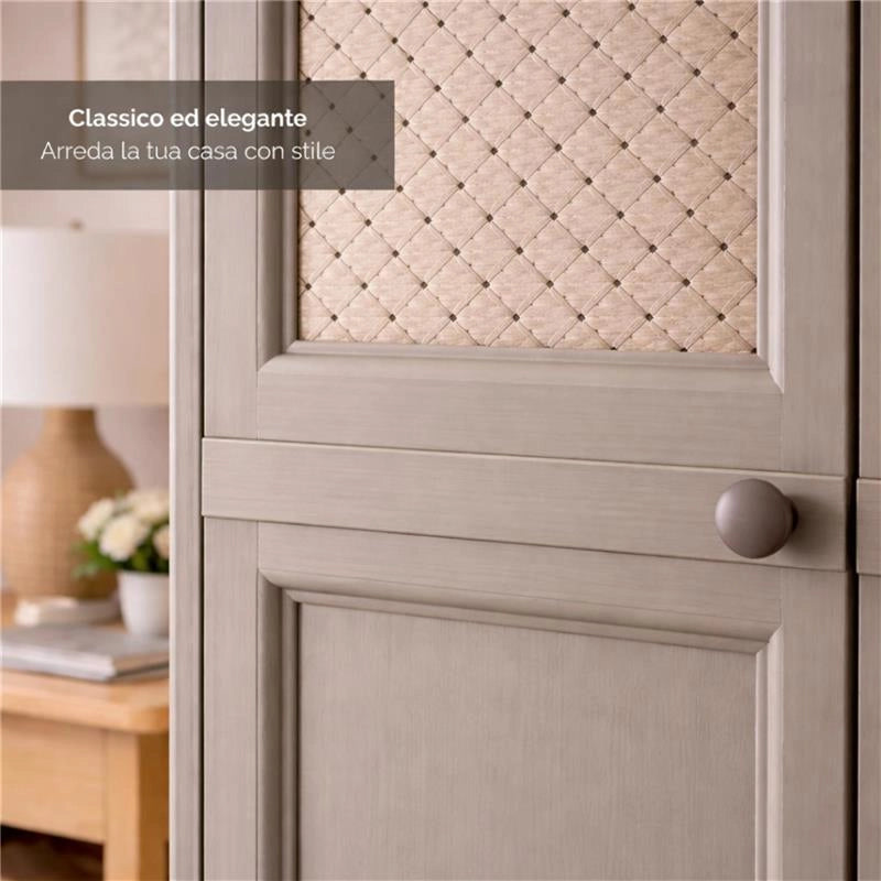 ARMADIO 4 MODULI TAUPE 79X43X164 CM CON 4 RIPIANI E ANTE TRAFORATE – CONTENITORE VERTICALE SALVASPAZIO PER ZONA LIVING