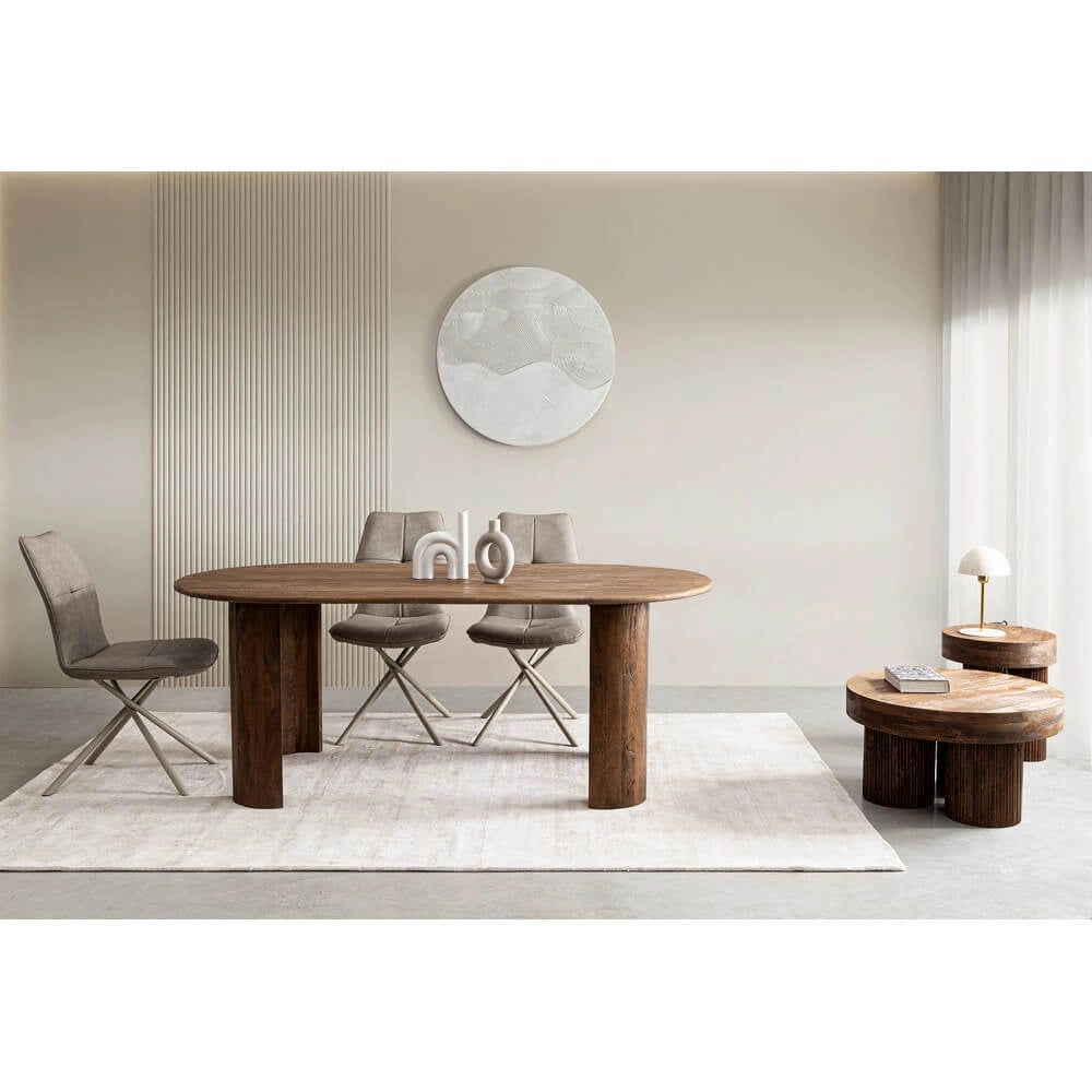 Tavolo da pranzo ovale in legno di mango naturale 210x100 - BRANCH