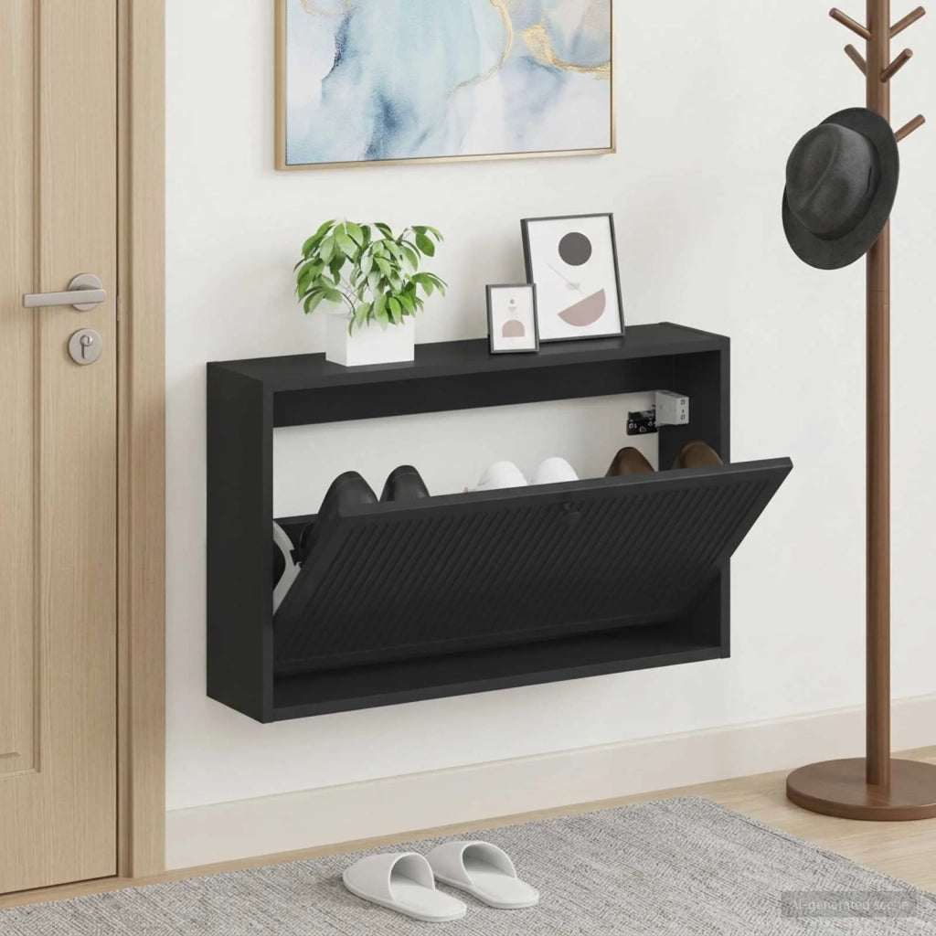 Mobiletto per Scarpe da Muro EDE 71 x 17 x 43 cm Nero 895966