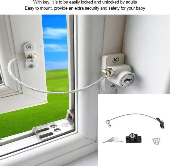 Sicurezza Porta di Sicurezza per Bambini e Piccoli, Rallentatore di Apertura della Maniglia con Cavo, Blocco di Sicurezza per Porte, Wit-Zwart (Zwart)