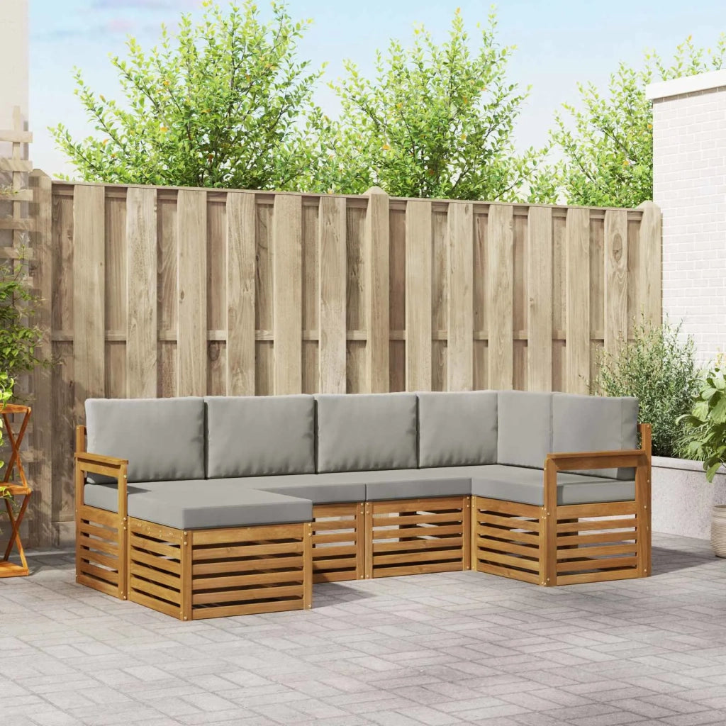 Set divano sezionale con cuscino 6 pcs Grigio Naturale e Chiaro