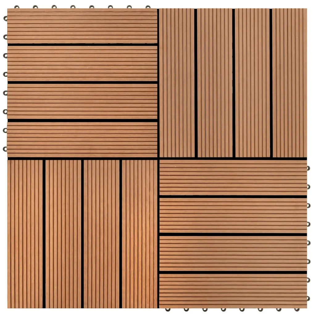Piastrella per Decking 22 pz Marrone 30 x 30 cm WPC CFW3600907