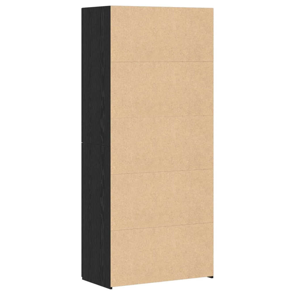 Credenza 2 pz-Set di 2 Buffet-Armadio da cucina Rovere Nero 80 x 42 x 185 cm