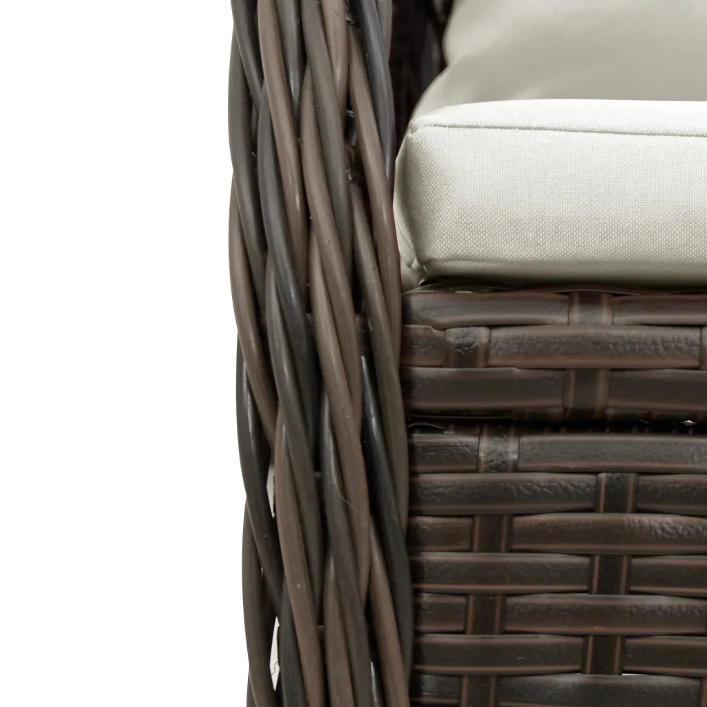 Set da Pranzo da Giardino 3pz con Cuscini in Polyrattan Marrone 3262978