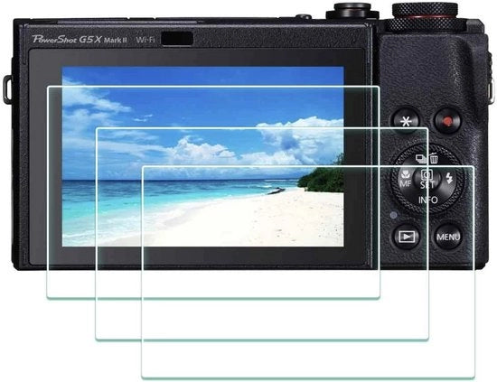 Protezione schermo per Canon G7 X Mark II / G7X / G9X Mark II / G9 X / G5X – Vetro temperato 9H – Anti-schegge & Anti-impronte digitali – Protezione display a vetro temperato – 3 pezzi