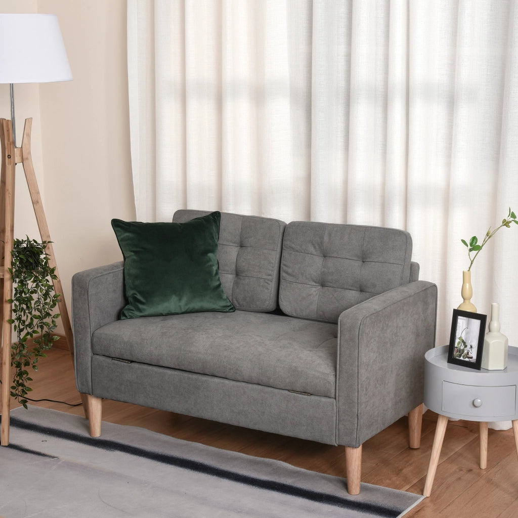 Divano 2 posti con cassetti ¨C zephmum ¨C Grigio 117x62x78 cm