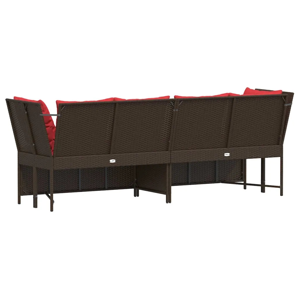 Divano da Giardino con Cuscini-Sofa da Giardino-Divano da esterno in Polyrattan Marrone 475377