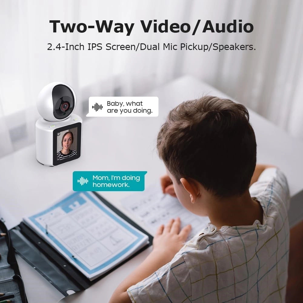 Trade Shop - Telecamera Intelligente Per Videochiamate Wifi Monitor Rilevamento Movimento Sorveglianza -