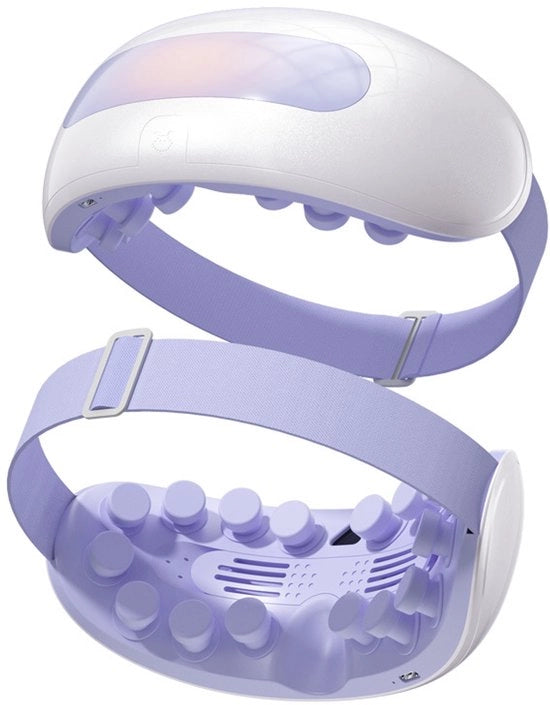 Apparecchio per la massaggiatura degli occhi con riscaldamento intelligente, vibrazioni, nebulizzazione di vapore e maschera per la cura e la rilassamento degli occhi, massaggiatura con pressione acupressoria e illuminazione nebulizzata.