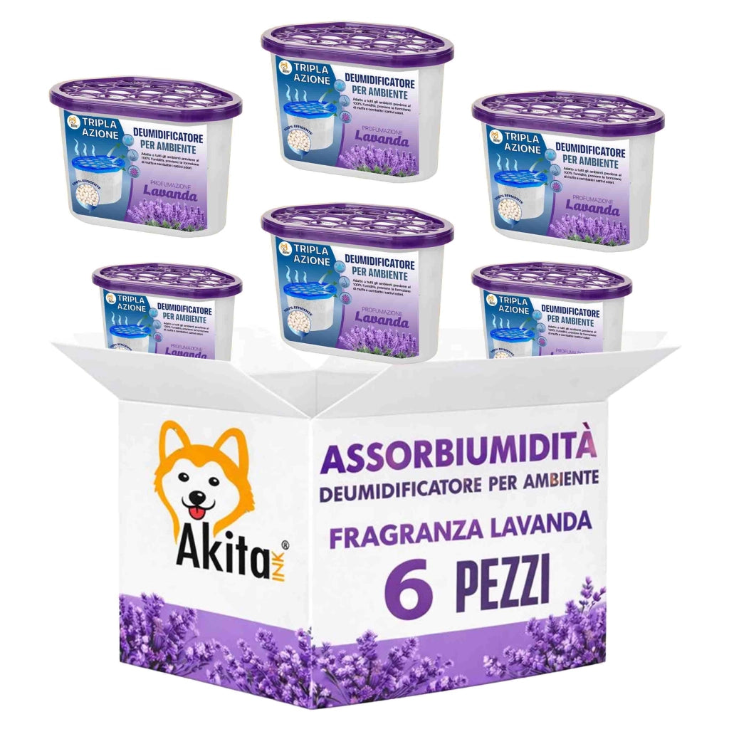 Akitaink Set 6 Assorbiumidita' Deumidificatori Lavanda 500 ml